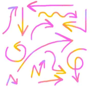 Set of curved multi-colored arrows on a white background Stock Illustration