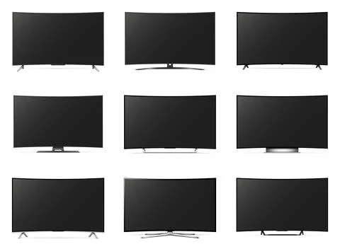 Set of curved tv with black screen Stock Illustration