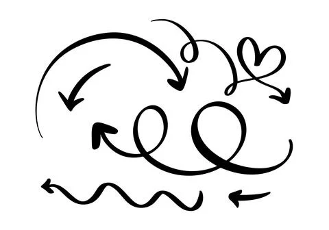 Set Curved Wavy Arrow. Bundle Simple Vector Illustration for Design Projects Stock Illustration