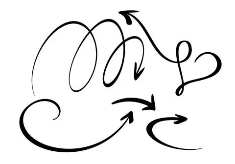 Set Curved Wavy Arrow. Bundle Simple Vector Illustration for Design Projects Illustrazione stock