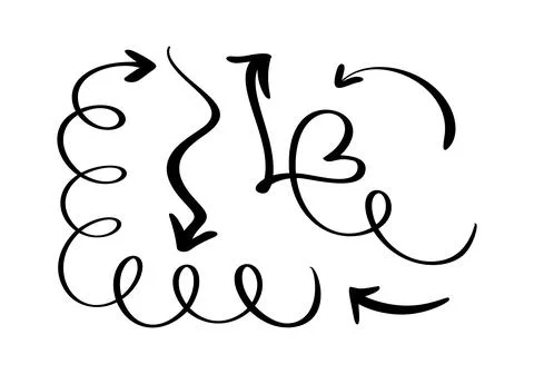 Set Curved Wavy Arrow. Bundle Simple Vector Illustration for Design Projects Stock Illustration