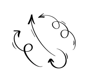 Set Curved Wavy Arrow. Bundle Simple Vector Illustration for Design Projects Stock Illustration