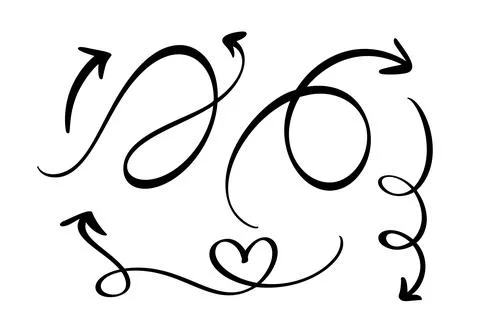 Set Curved Wavy Arrow. Bundle Simple Vector Illustration for Design Projects Stock Illustration