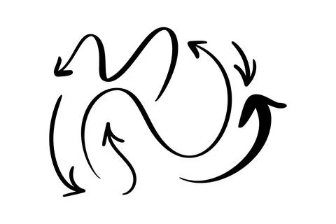 Set Curved Wavy Arrow. Simple Illustration Vector Bundle for Design Projects Stock Illustration