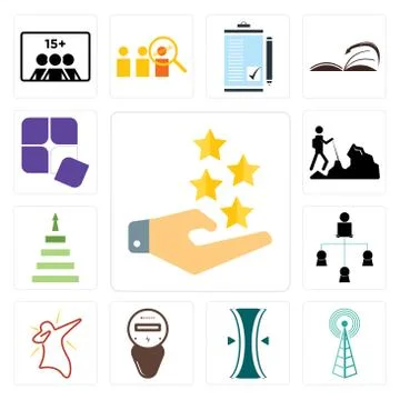 Set of customer experience, cell tower, elastic, electric meter, dab, distrib Illustrazione stock gratuita