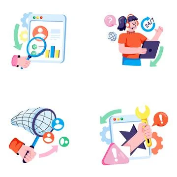Set of Customer Feedback Flat Illustration Stock Illustration