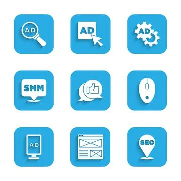 Set Customer product rating, Browser window, SEO optimization, Computer mouse 库存插图