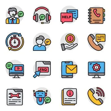 Set of Customer Service Flat Icons Stock Illustration