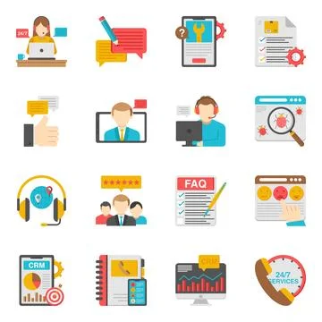 Set of Customer Service Flat Icons Stock Illustration