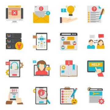 Set of Customer Support Flat Icons Stock Illustration