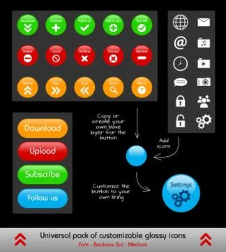 Set of customizable web buttons and icons Stock Illustration