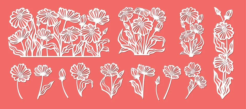Set of cut flowers.  Stock Illustration