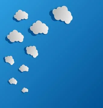 Set cut out paper clouds, speech bubbles Stock Illustration