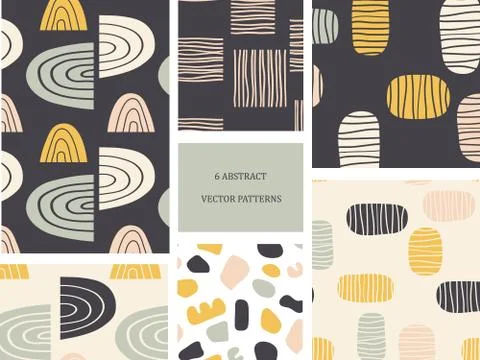 Set of cute abstract seamless patterns. Endless texture for wallpaper Stock Illustration