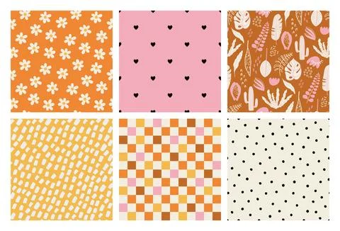 Set of cute abstract seamless patterns Stock Illustration
