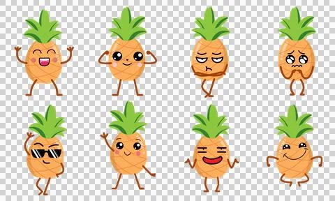 Set of cute and funny pineapple イラスト素材