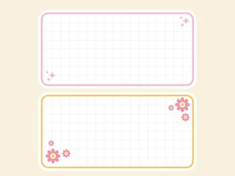 A Set of Cute and Stylized Vector Graphics of Blank Note Frames with Grid Pap Stock Illustration