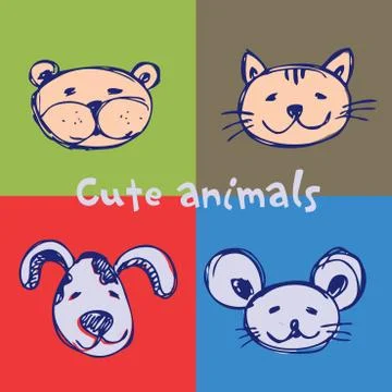 Set cute animals Stock Illustration