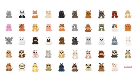 Set of cute animals Stock Illustration