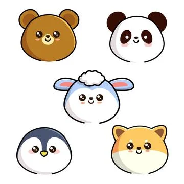 Set of Cute Animals on a white background Stock Illustration