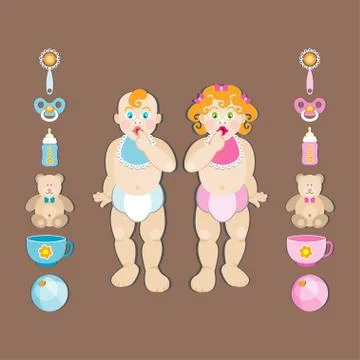 Set with cute baby. Stock Illustration