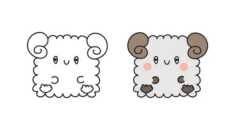 Set of cute baby sheep. Vector illustration for coloring books, scrapbooking, Stock Illustration