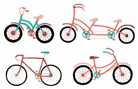 Set of cute bicycle . vector illustration Stock Illustration