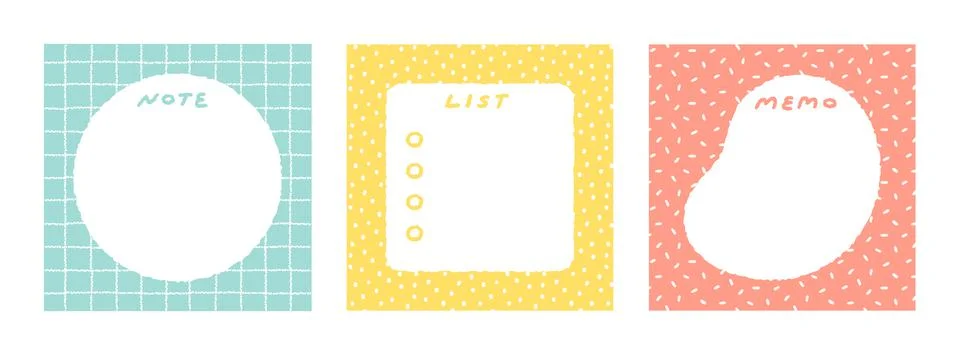 Set of cute blank notepad hand drawn vector illustration. 스톡 일러스트