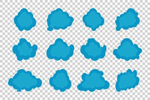 Set of cute blue cartoon cloud vector icon design Illustrazione stock