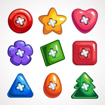 Set of cute bright colorful vector buttons for sewing Stock Illustration