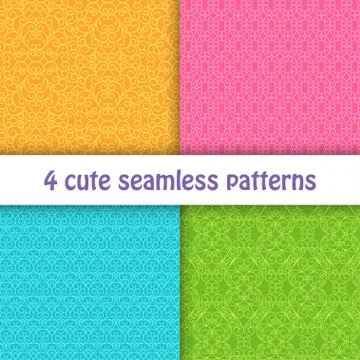 Set of cute bright seamless patterns. Abstract geometric background Stock Illustration