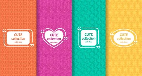 Set of cute bright seamless patterns with frames. Abstract geometric background Stock Illustration