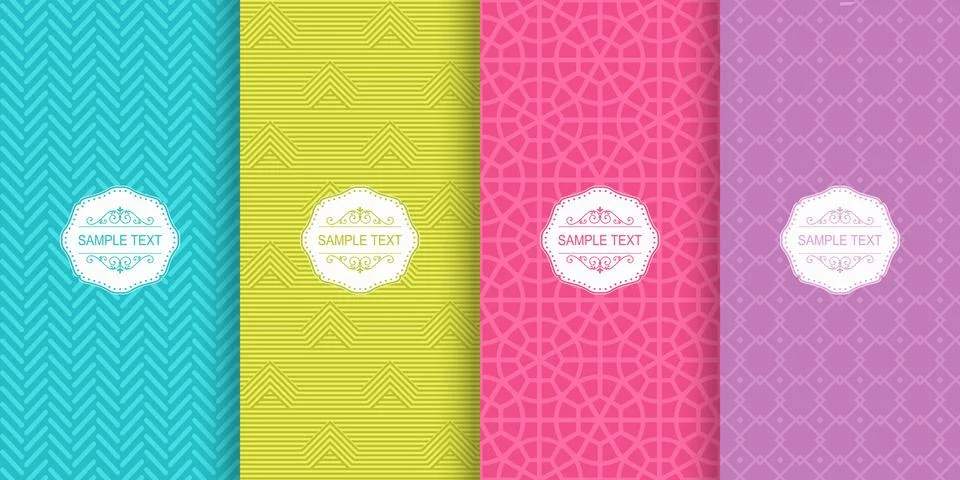 Set of Cute bright seamless patterns. 스톡 일러스트