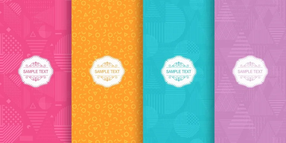 Set of Cute bright seamless patterns. Stock Illustration