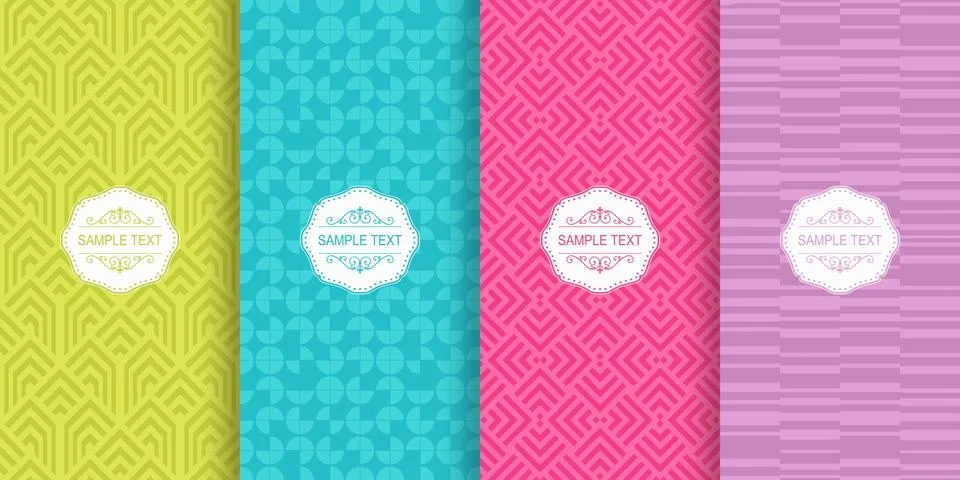 Set of Cute bright seamless patterns. Stock Illustration