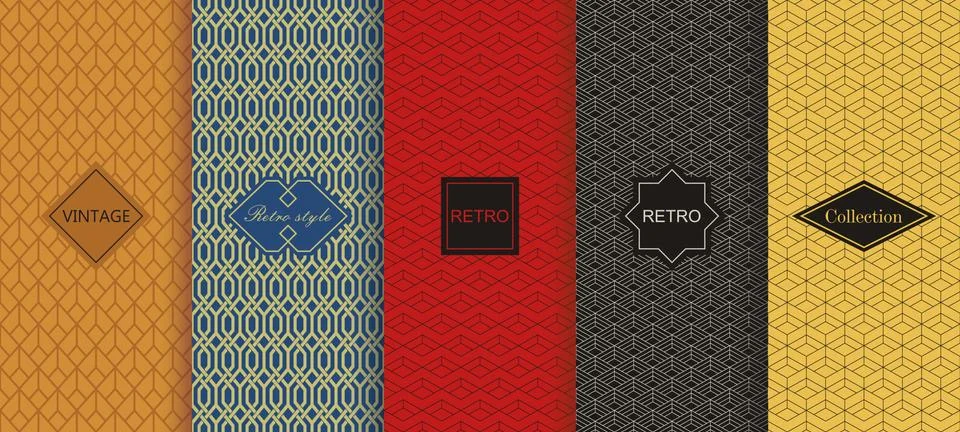 Set of Cute bright seamless patterns. Stock Illustration