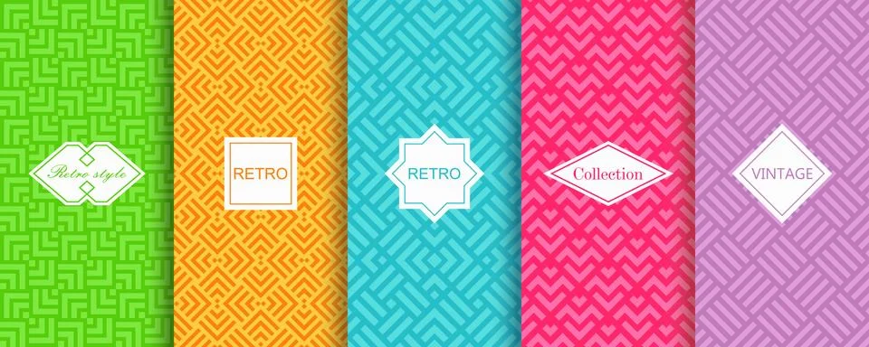 Set of Cute bright seamless patterns. 스톡 일러스트
