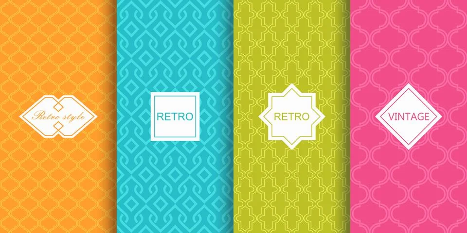 Set of Cute bright seamless patterns. Stock Illustration