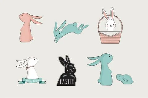 Set of cute bunnies. vector illustration イラスト素材