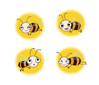 Set with cute cartoon bees Stock Illustration