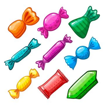 Set with cute cartoon candy Stock Illustration