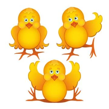 Set of cute cartoon chickens Stock Illustration