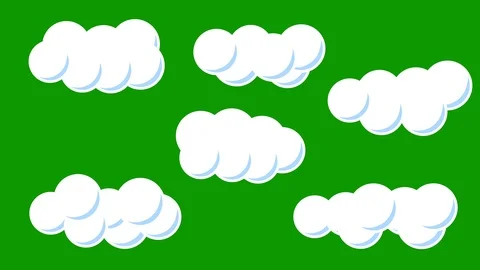 A Set of Cute Cartoon Clouds on a Green Screen Background Stock Footage 103757153