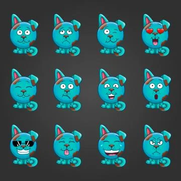 Set cute cartoon dog with different emotions Stock Illustration