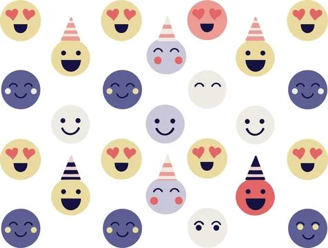 Set of cute cartoon emoticons with different moods on transparent background. Stock Illustration