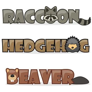 Set cute cartoon forest wild animals Illustrazione stock