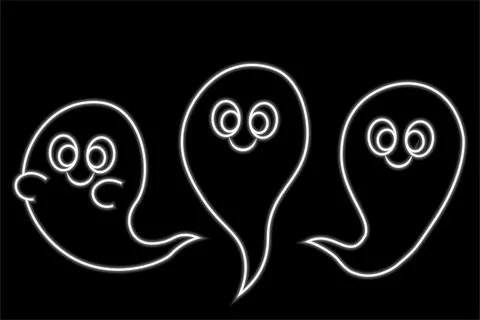Set cute cartoon Ghost in neon effect Stock-Illustration