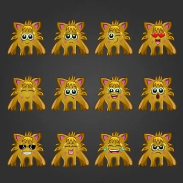 Set of cute cartoon monsters with different emotions Stock Illustration