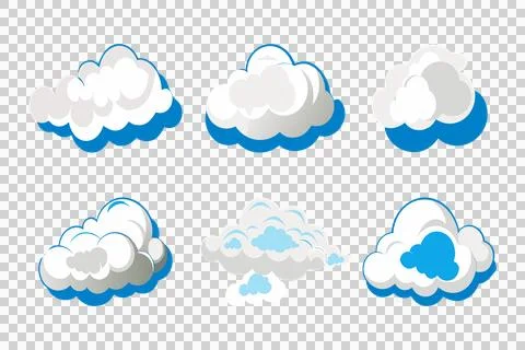 Set of cute cartoon white cloud vector icon design Stock-Illustration