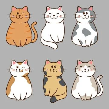 Set of cute cat Stock Illustration